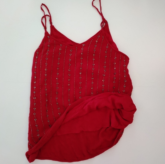 Gorgeous Dex Hand Beaded Tank. SIZE S Crimson with grey silver beading, lined. - Picture 5 of 12